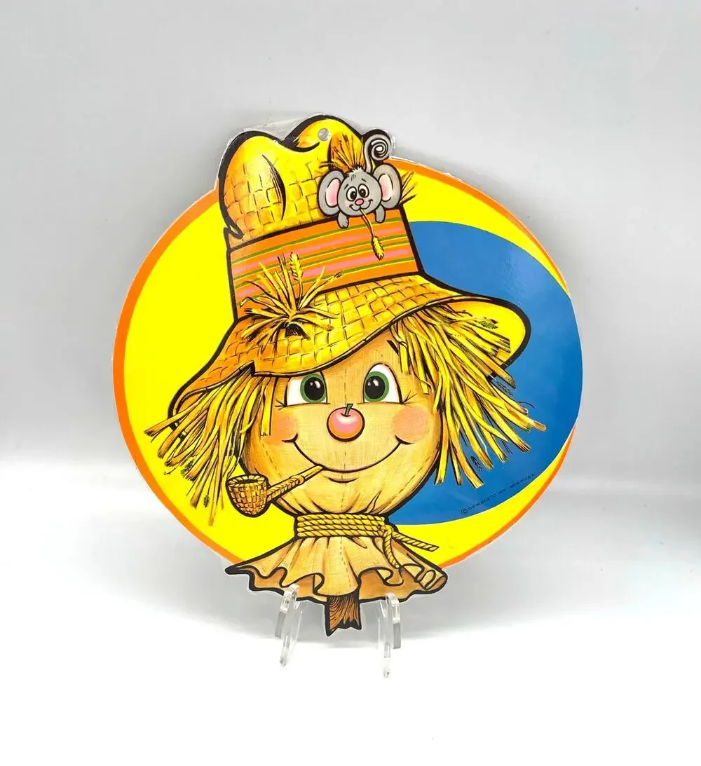 Vintage Beistle USA Halloween Die Cut Scarecrow Decoration Single Side 12